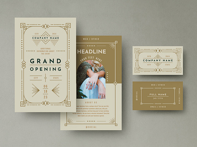 Art Deco Brand Identity Set arch art deco branding business card flyer frame gatsby graphic design identity linework marketing ornate vintage