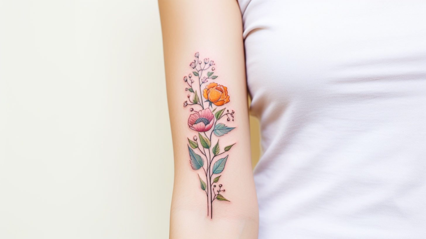 Violet Floral Tattoo – Tattoo for a week