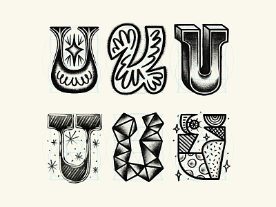 ✴ Six letters — U ✴ art drawing illustration letter lettering