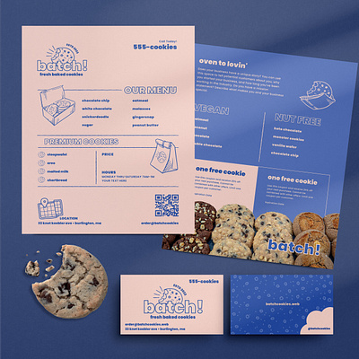 Cookie Bakery Brand Identity Set branding business card chocolate chip cookies flyer graphic design identity illustration marketing