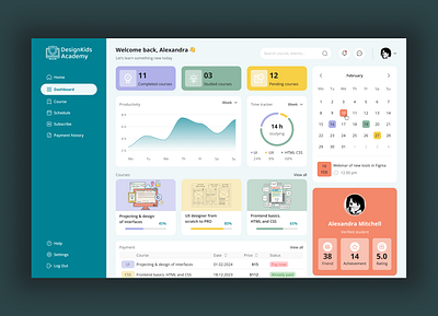 Student Dashboard UI admindashboard app dashboard design interface personaldashboard student ui userdashboard uxdashboard