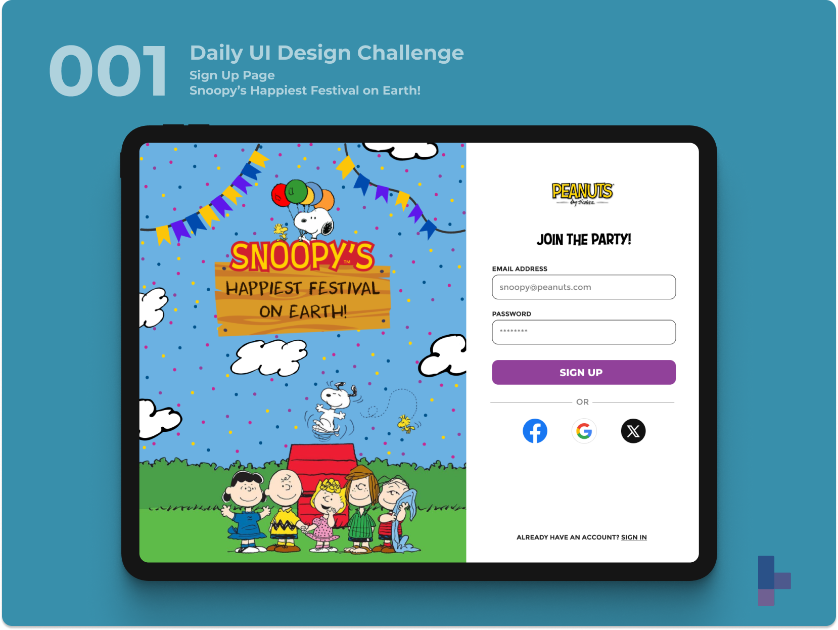 Daily UI 001 - Sign Up daily ui 001 daily ui 1 dailyui sign up snoopy ui visual design