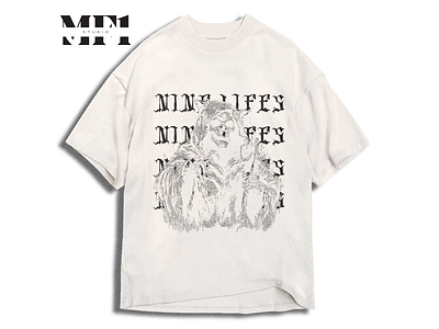 T-shirt design NINE LIFES 2nd version apparel apparel design branding clothing clothing design design fashion fashion design graphic design graphic t shirt merch design nine lifes design streetwear design t shirt design vintage design