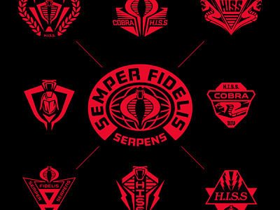 G.I. Joe Classified Series Cobra H.I.S.S. Decal + Badges Set badge branding cobra design gi joe graphic design hasbro illustration logo snake type vector