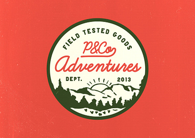 P&Co Adventures Patch ⛰️☀️ art badge branding creative design graphic design identity illustration logo logo design nature patch travel typography vintage