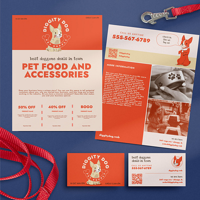 Pet Supply Brand Identity Set bone branding business card cartoon dog dog flyer graphic design identity marketing pet supply