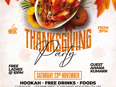 Thanksgiving Flyer autumn autumn leaves club club flyer dj party facebook post flyer template holiday instagram logo pumpkin social media post thanksgiving thanksgiving 2023 thanksgiving dinner thanksgiving dinner night thanksgiving night thanksgiving party thanksgiving2023 usa holdiday