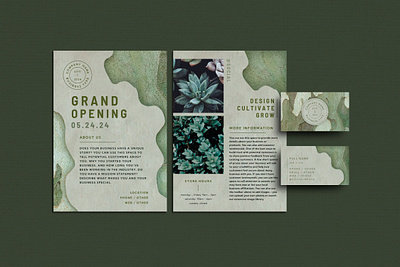 Abstract Gardening Brand Identity Set branding business card flyer gardening graphic design green identity marketing organic