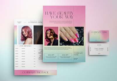 Filtered Ombre Beauty Brand Identity Set beauty branding business card filtered ombre flyer gradient graphic design identity marketing soft