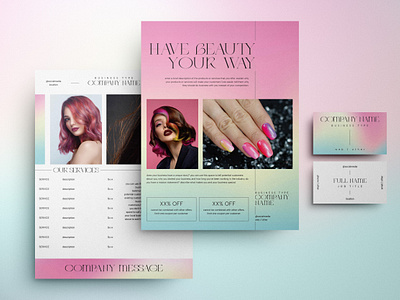 Filtered Ombre Beauty Brand Identity Set beauty branding business card filtered ombre flyer gradient graphic design identity marketing soft