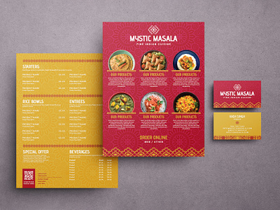 Indian Restaurant Brand Identity Set branding business card colorful flyer graphic design identity indian indian food indian restaurant marketing menu