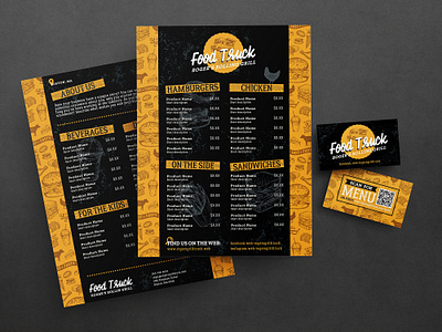 Food Truck Brand Identity Set bold branding business card flyer food truck graphic design identity marketing menu retro