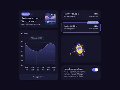 Napper UI details app baby dark mode design dream interface ios mobile napper night sleep ui wizard