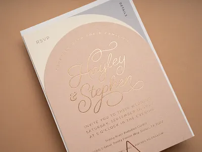 Wedding Invitation foil invite letterpress paper print