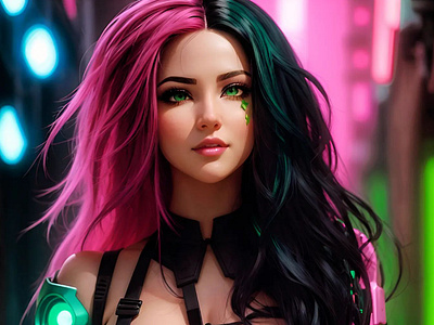 Girl with pink hair, Ai generated artwork ai art creation cyberpunk generate generated illustration prompt