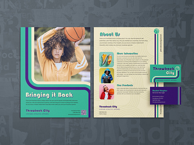 Throwback Basketball Brand Identity Set basketball branding business card flyer graphic design identity marketing retro throwback