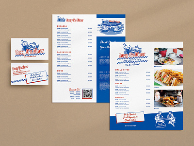 Retro Diner Brand Identity Set branding business card diner graphic design identity menu milkshake retro