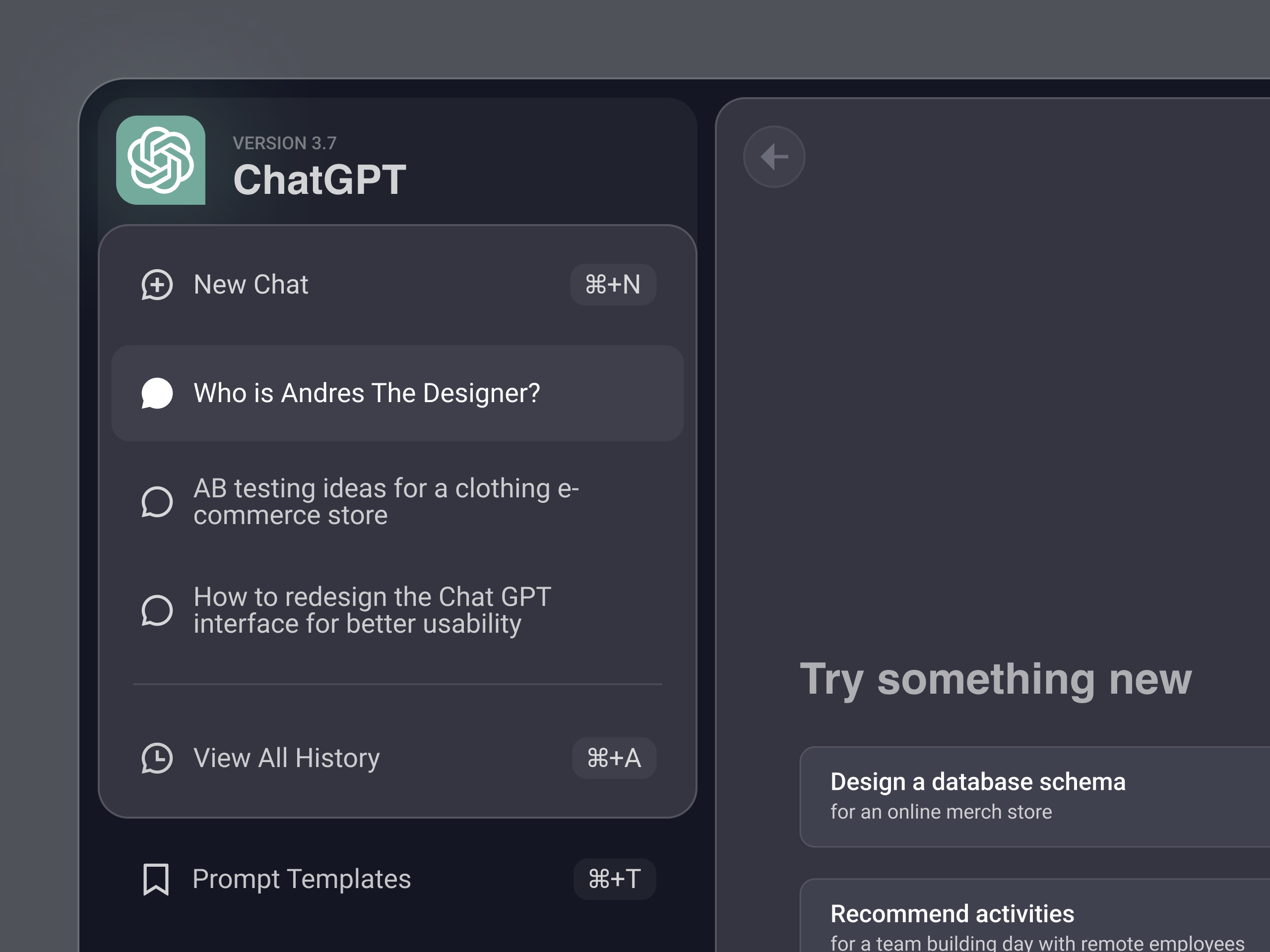 Chat GPT Side Menu UI Redesign ai ai chat chat bot chat gpt generative ai product designer redesign side bar side menu side navigation ui uiux ux