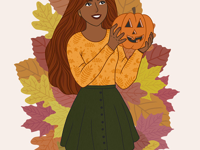Autumn OOTD autumn fall fall leaves fall outfit falltime halloween halloween outfit illustration jack o lantern procreate pumpkin