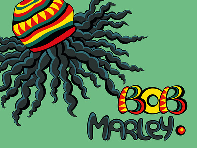 BOB Marley poster ai bob marley dreadlocks graphic design green hat illustration jamaica music red reggae typography vector yellow