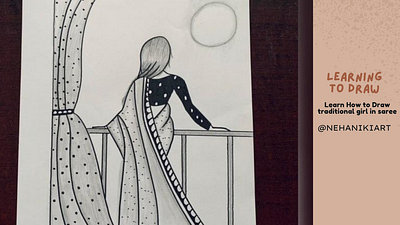 traditional girl wearing saree sketch drawing graphic design logo sketch thumbnail
