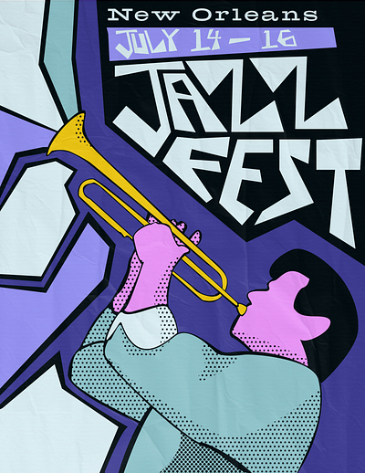 Jazz Fest 2d branding bright design event graphic design illustration illustrator jazz music poster purple stylized vector