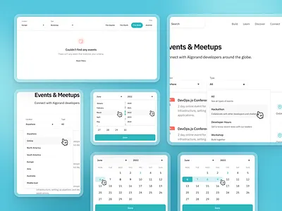 Developer Portal - Events - Details calendar components crypto cryptocurrency defi developer developer tools dropdown empty state event events fintech web3