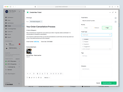 KirriDesk - Create Ticket for SaaS Customer Service Management crm customer service cx design helpdesk management popup product design saas saas design support ticket ui ux web design