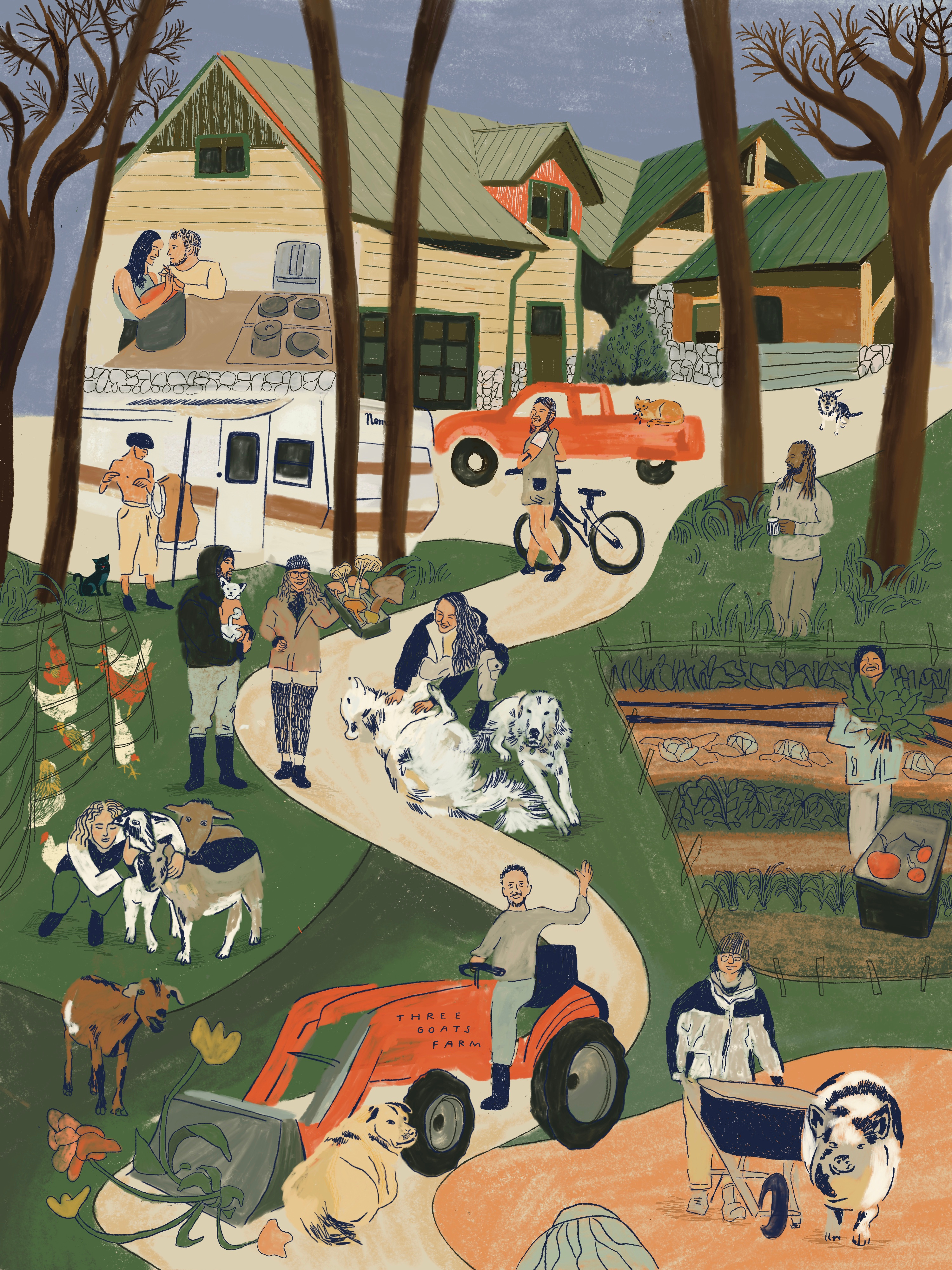 Farm illustration animals character color design farm fruit graphic design house illustration nature texture trees vegetable