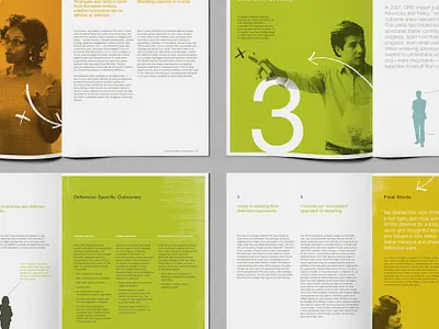 Pages from a Report of Defense Advocacy design nonprofit report
