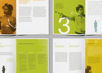 Pages from a Report of Defense Advocacy design nonprofit report