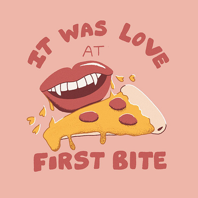Vampy Love fangs hand lettering handlettering illustration love love at first bite pizza pizza lover procreate puns valentine vampires vampires and pizza