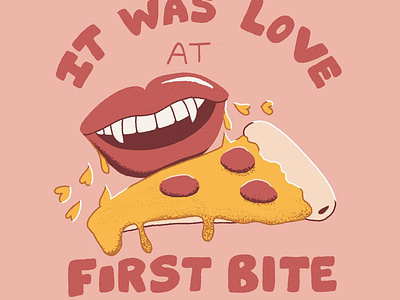 Vampy Love fangs hand lettering handlettering illustration love love at first bite pizza pizza lover procreate puns valentine vampires vampires and pizza