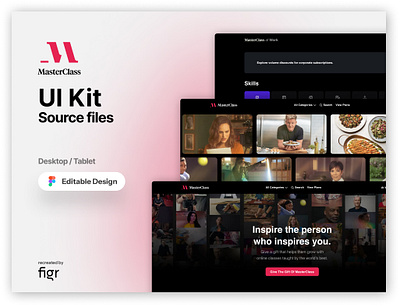 Masterclass Web UI (Recreated) career courses design e learning editable edtech education education platform figma free kit learn lectures legends online classes online education product ui ui ux webapp