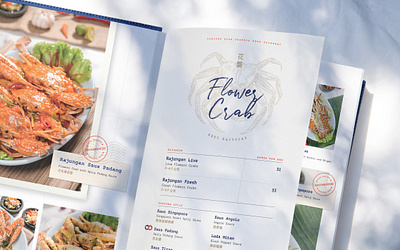 Tanjung Bira Restaurant - Menu Book blue book book design cafe clam crab design fish graphic design illustration indonesia journal layout menu menu book menu design price list restaurant sea seafood