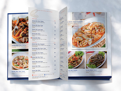 Tanjung Bira Restaurant - Menu Book blue book book design clam design fish graphic design illustration indonesia journal layout menu book menu design restaurant sea seafood