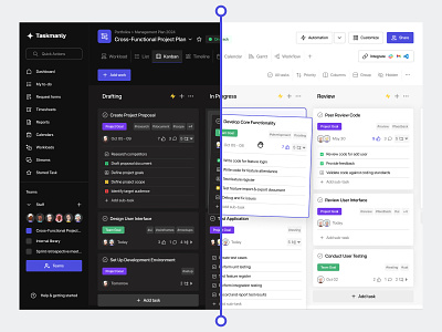 Taskmanly - Project Management Dashboard (Kanban View) dark mode dashboard gantt kanban management prioritization priority task productivity progress tracking project management reminder saas task task management task tracking time management timeline todos workflow workload