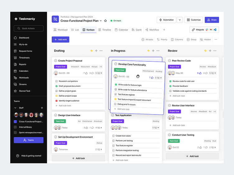 Taskmanly - Project Management Dashboard (Kanban View) by Robbi Darwis ...