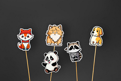 Custom Stickers Design | Animals animals branding cat dog fox graphic design illustration panda sticker stickerpack typography vector