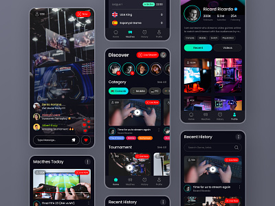 Game Streaming Mobile App app game game streamig gamer gaming live live streaming mobile app platform play player stream streamer streaming twitch ui uiux