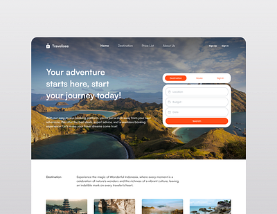 Travelisee - Travel Agency Landing Page agency agent best design desktop favorite hero holiday landing nature page promote travel ui ux visit website