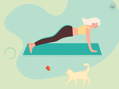 A Working Out Girl animal cat design girl illustration