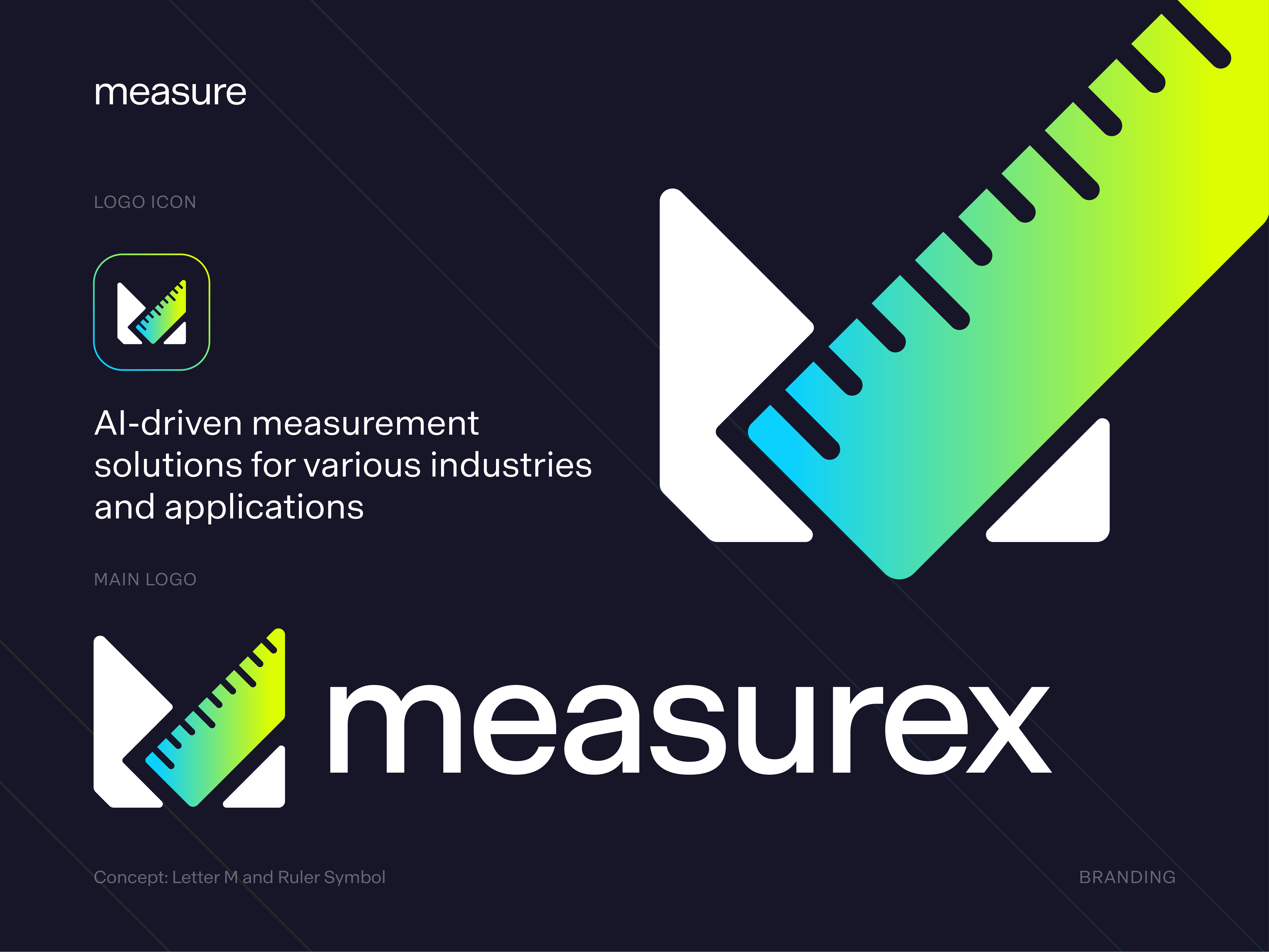 Measurex Logo Design ai artificial intelligence brand brand identity branding creative logo icon identity letter m logo logo design logo mark logotype m logo measure measurement modern logo scale symbol technology