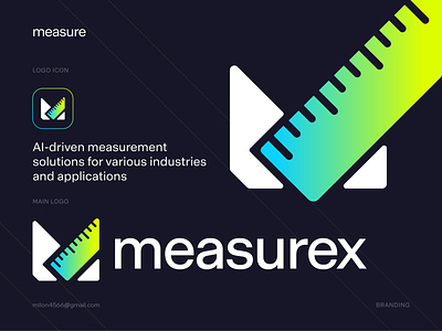 Measurex Logo Design ai artificial intelligence brand brand identity branding creative logo icon identity letter m logo logo design logo mark logotype m logo measure measurement modern logo scale symbo technology