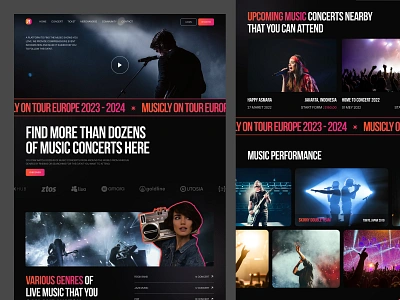 Music Festival Landing Page band concert event festival homepage jazz landing page live music music music show musicians pop rock show ticket tour ui uiux web design website