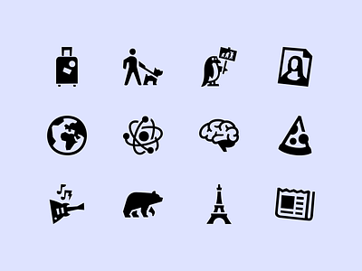 Chikin icon set atomic bear brain free freebie fun globe glyph icons glyphs icon icons illustrations newspaper penguin pictogram pizza solid icons travel wicked witty