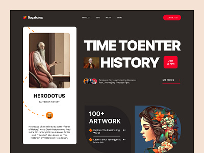 Time to Enter History Web ai header design artwork father of history friends graphic design history home page interaction design interface landing page old social network ui user experience user interface ux web design web development website website design
