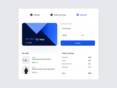 Daily UI Challenge :: Credit Card Checkout blue checkout checkout page credit card credit card checkout daily ui daily ui 002 daily ui checkout daily ui credit card checkout ecommerce ecommerce checkout minimal design my orders order summary payment payment ecommerce payment page ui design user experience web designer