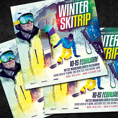 Winter Ski Trip Flyer download flyer template frozen graphic design photoshop psd white