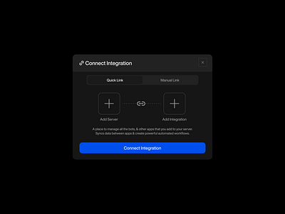 Connect Integration - Modal app clean component connect dark mode design design system figma icons integration landing page light mode link minimalist modal platform ui ui design ui kit widget